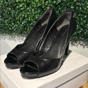 Calvin Klein Black Peep Toe Heels
